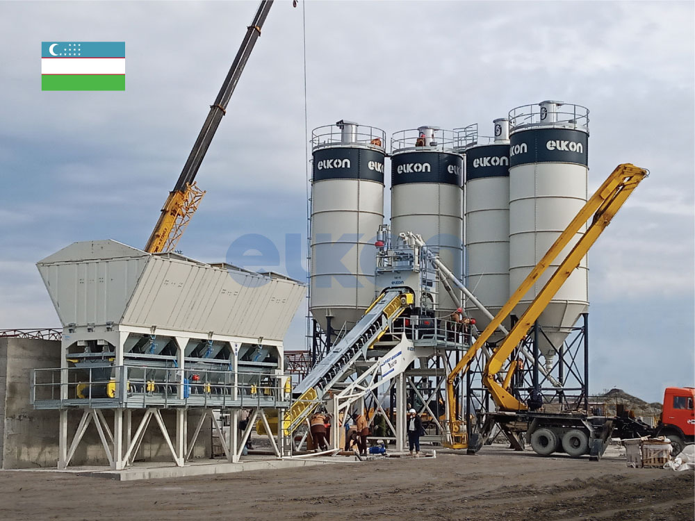 Installation et démarrage avec assistance à distance de ELKON des centrales à béton en Ouzbékistan