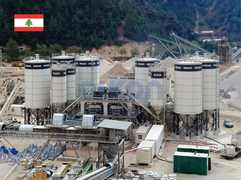 8x800 tonnes de silos à ciment ajoutés à la centrale à béton géante ELKOMIX-200200 RCC