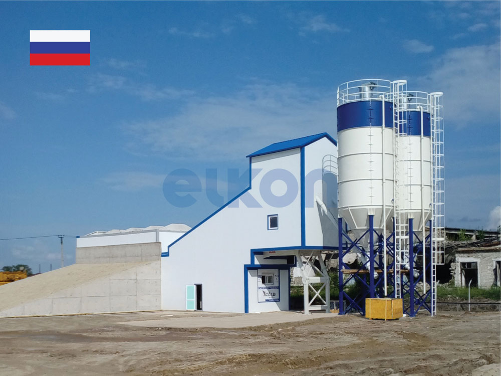 Mise en marche de la centrale compacte ELKOMIX-120 Quick Master pour le projet de construction de l’entreprise de traitement de gaz en Russie